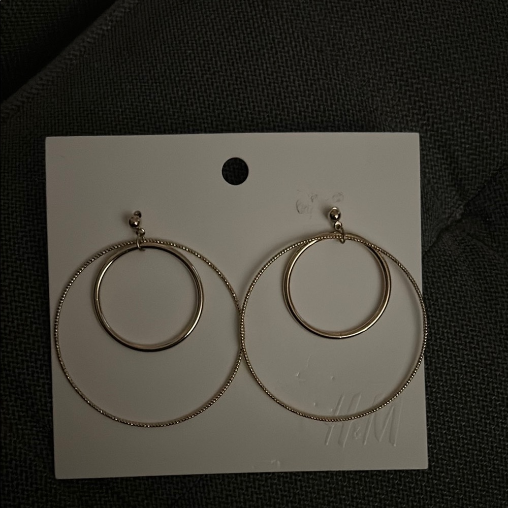 H&M Gold Double Hoop Earrings NWT